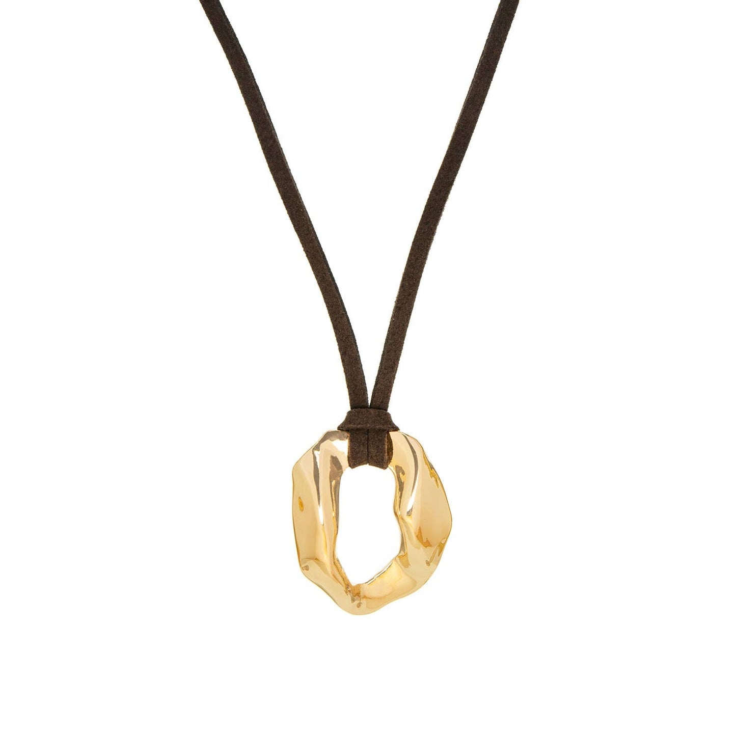 Suede necklace with circle pendant Susan Blake Jewelry