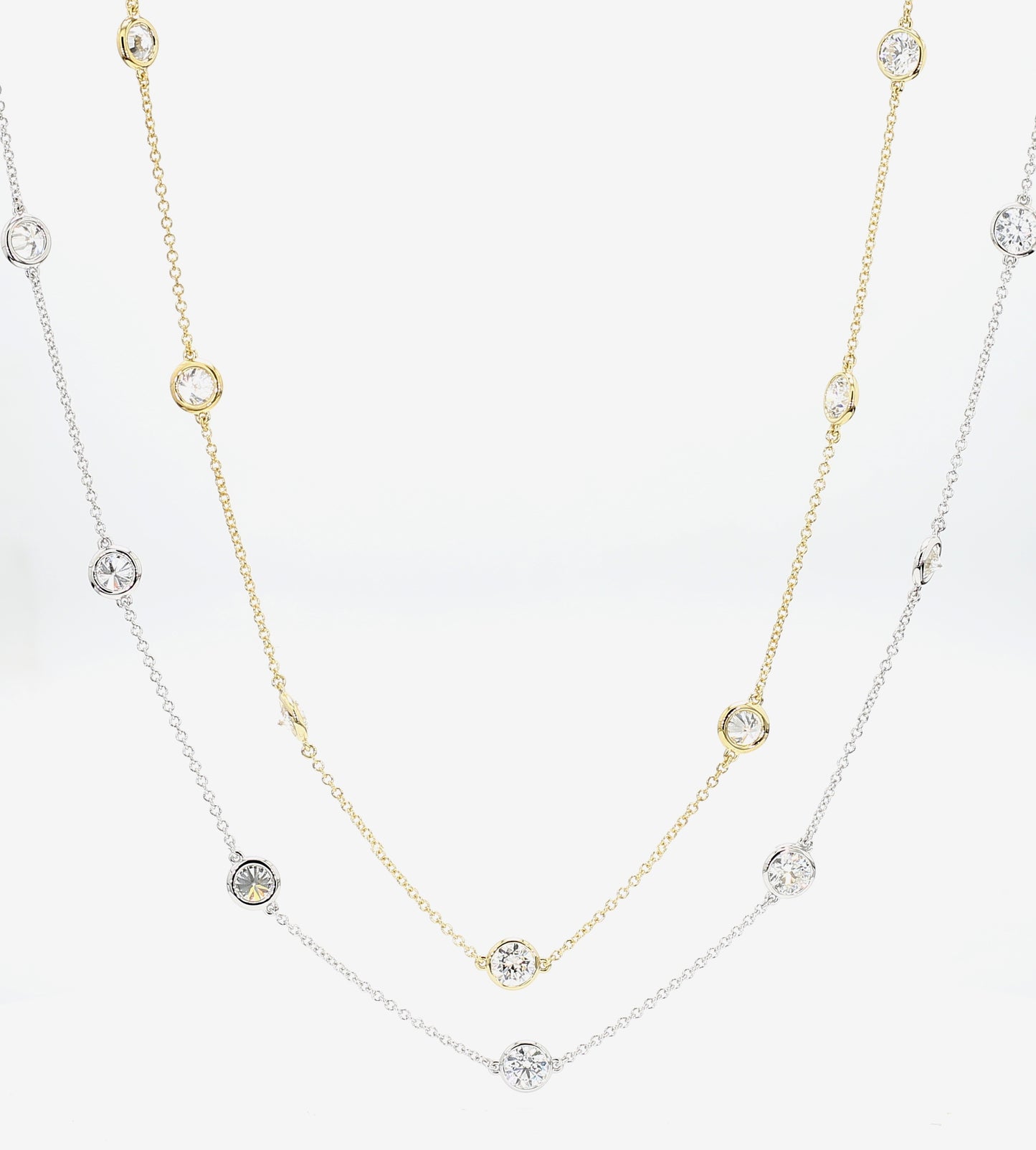 14K Gold Lab Diamond Bezel Station Necklace