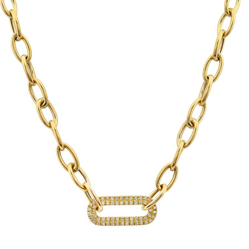 14k Yellow Gold Diamond Paperclip Link Necklace Susan Blake Jewelry