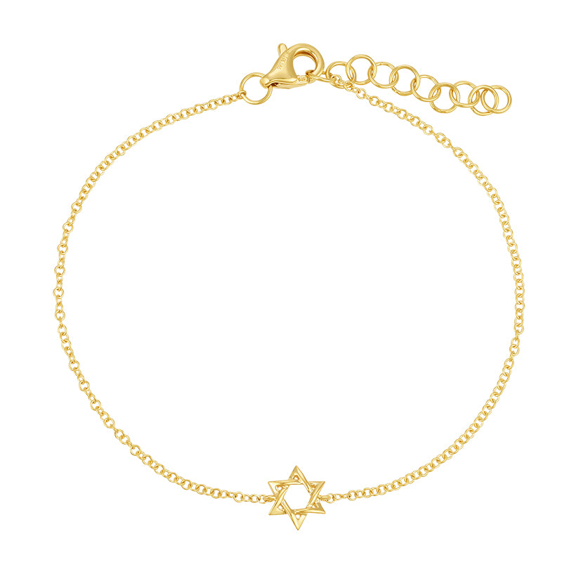 14 Yellow Gold Star of David Bracelet