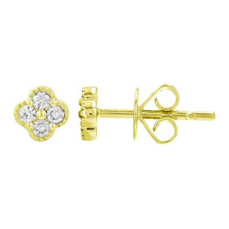 14K Diamond Clover Studs
