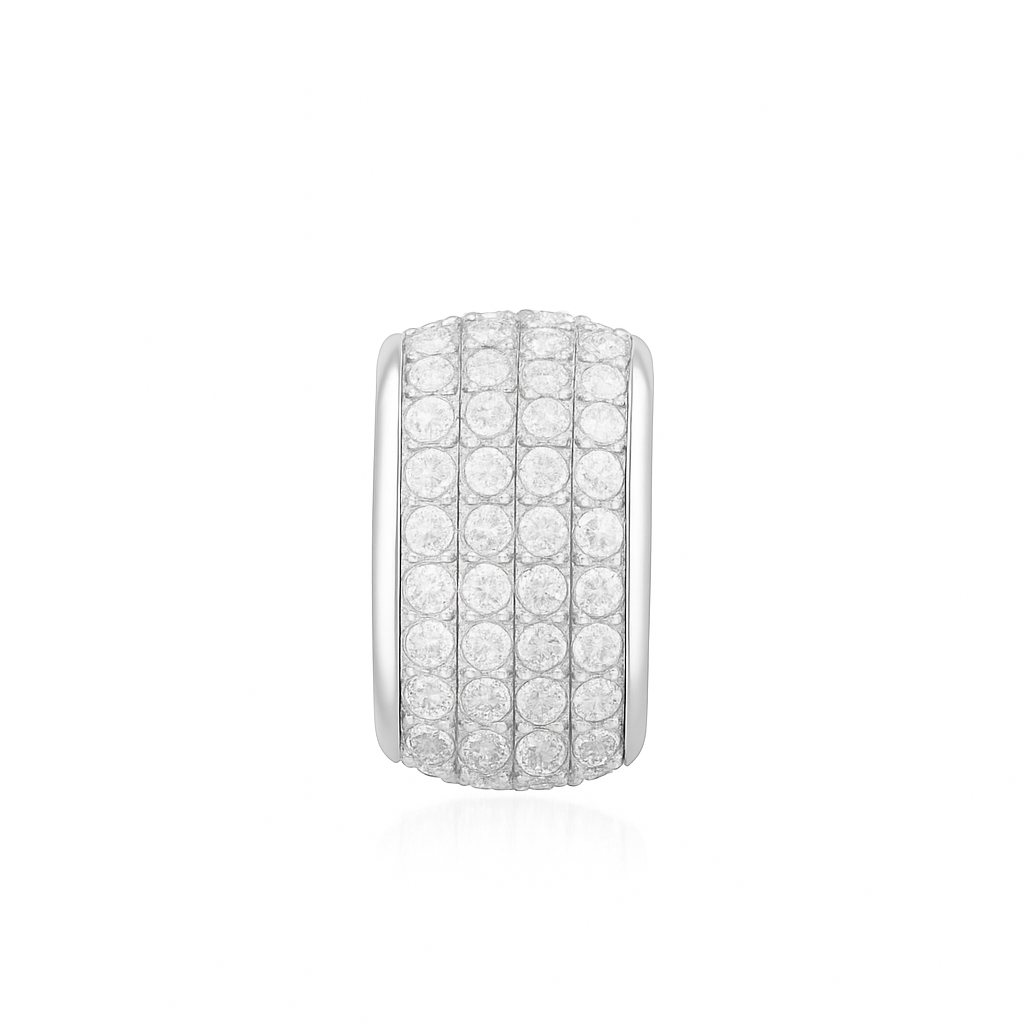 14K Gold 4-Row Pave Diamond Rondelle, alternate view 4
