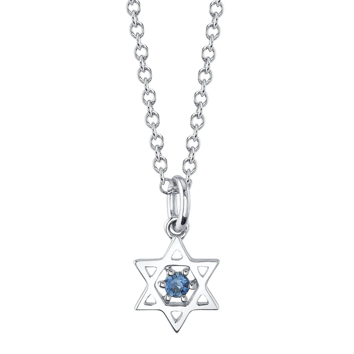 14K Gold Floating Blue Sapphire Star of David Necklace, alternate view 2