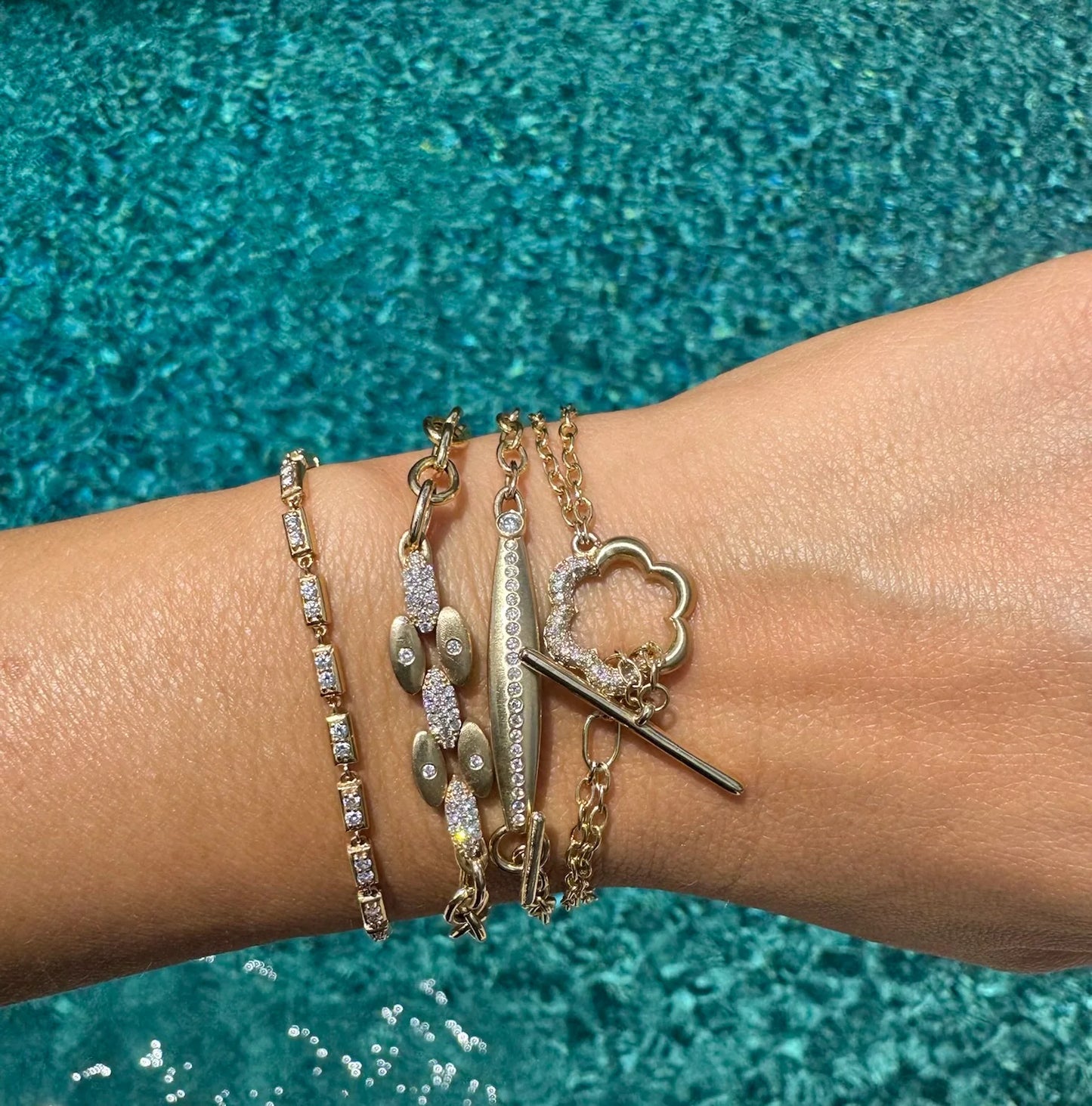 14K Gold Mixed Surf Rider Bracelet, alternate view 3