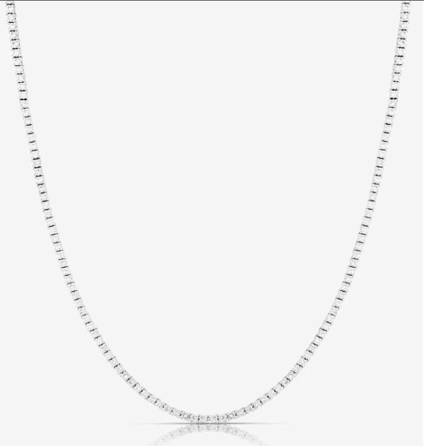 14K WG 3.87 Ct. Lab Grown Diamond Prong Set Tennis Necklace - Susan Blake Jewelry