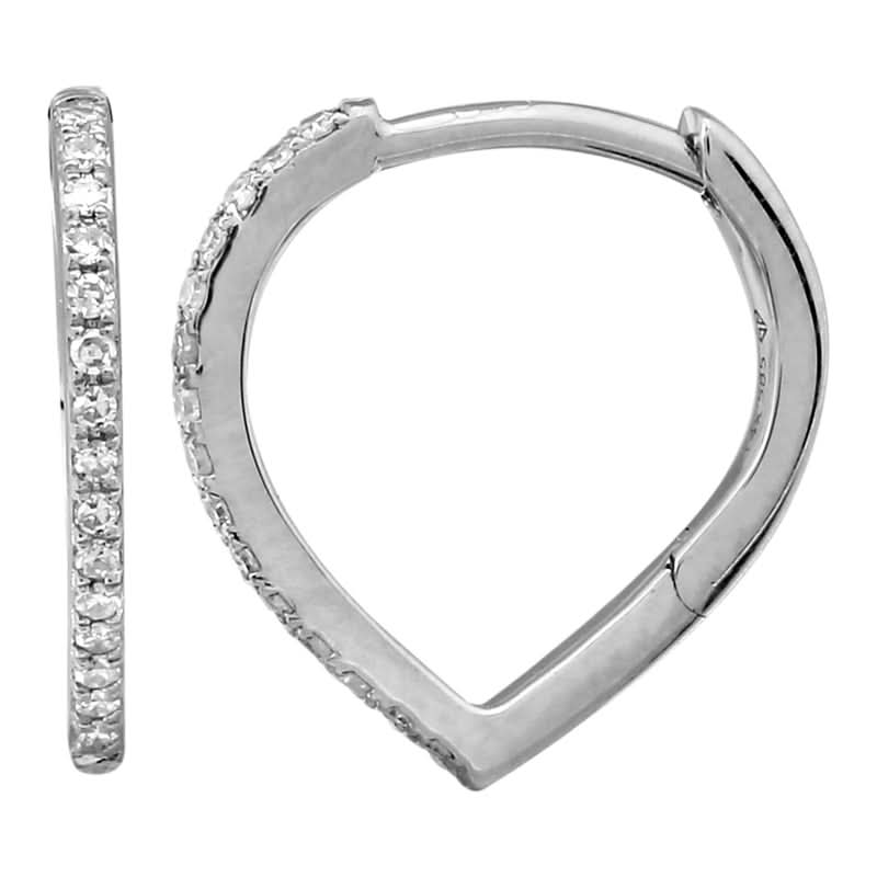 14K White Gold Diamond Pave Heart - Shaped Huggie Earrings - Susan Blake Jewelry