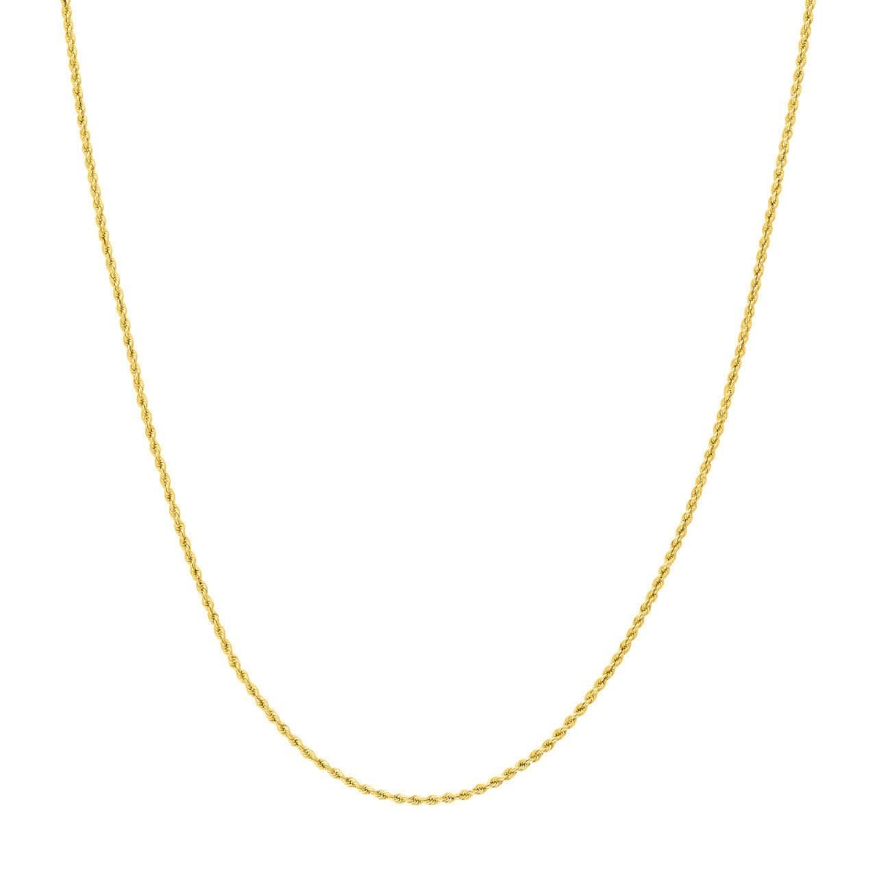 14K Yellow Gold 1.8mm Light Rope Chain with Lobster Lock - Susan Blake Jewelry