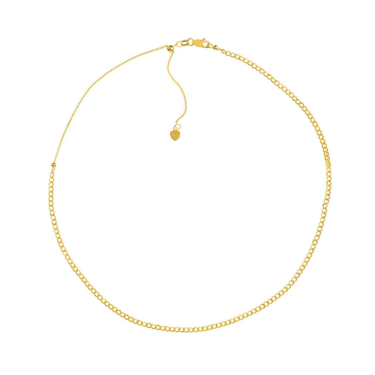 14K Yellow Gold Curb Chain Adjustable Choker - Susan Blake Jewelry