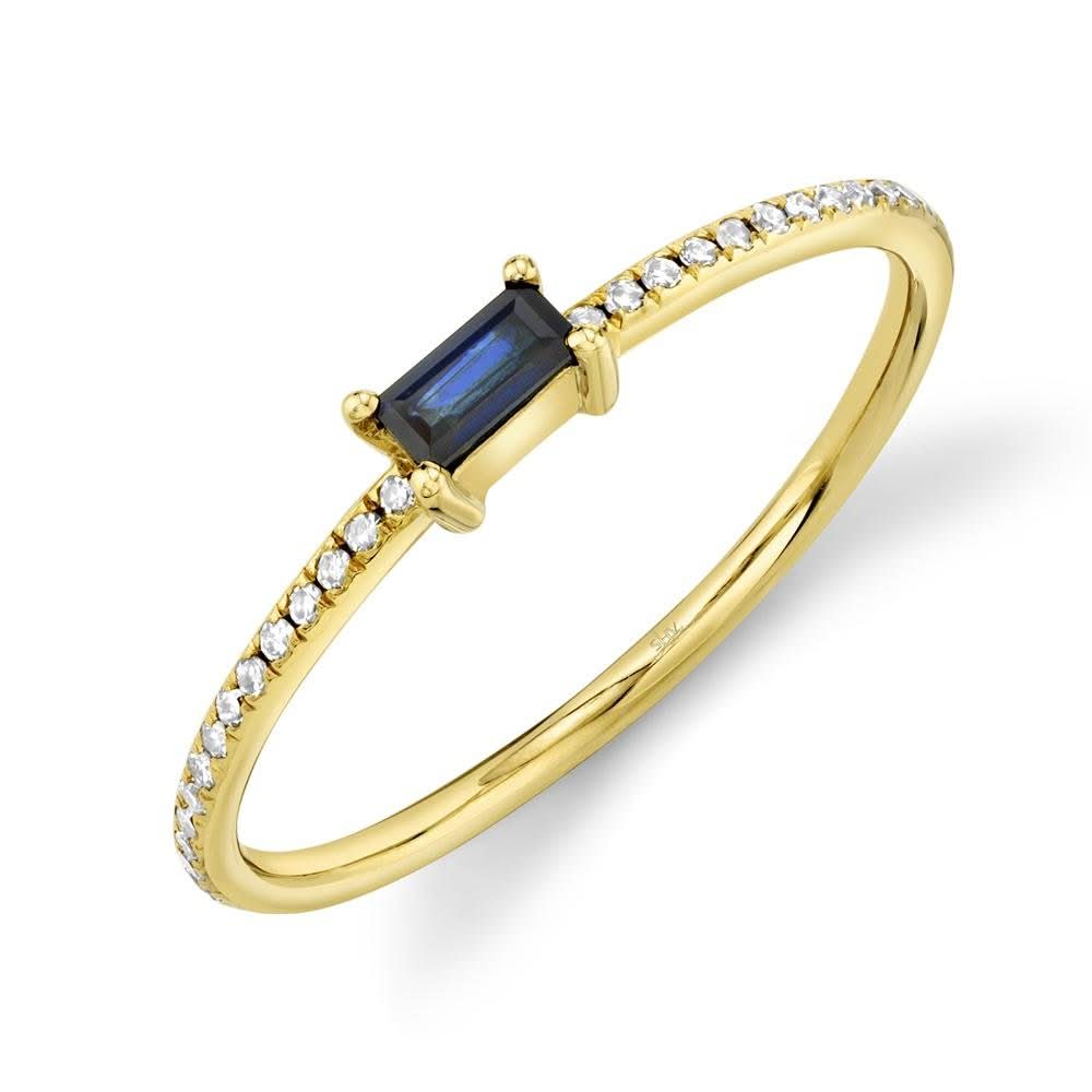 14K Yellow Gold Diamond and Blue Sapphire Lady’s Ring - Susan Blake Jewelry