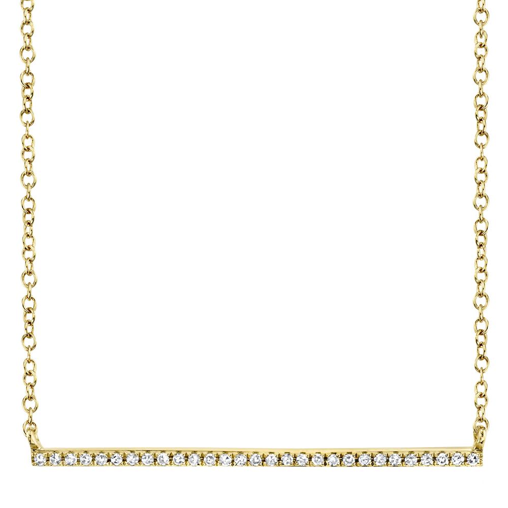 14K Yellow Gold Diamond Bar Necklace