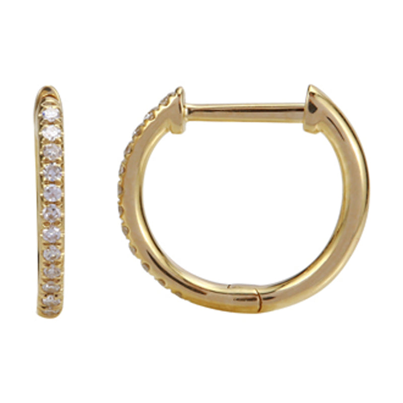 14K Yellow Gold Diamond Huggie Earrings - 11mm (0.06ctw)