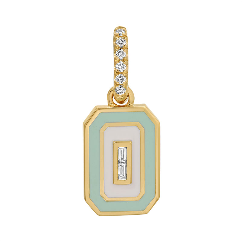 14k Yellow Gold Enamel Octagon Diamond Charm