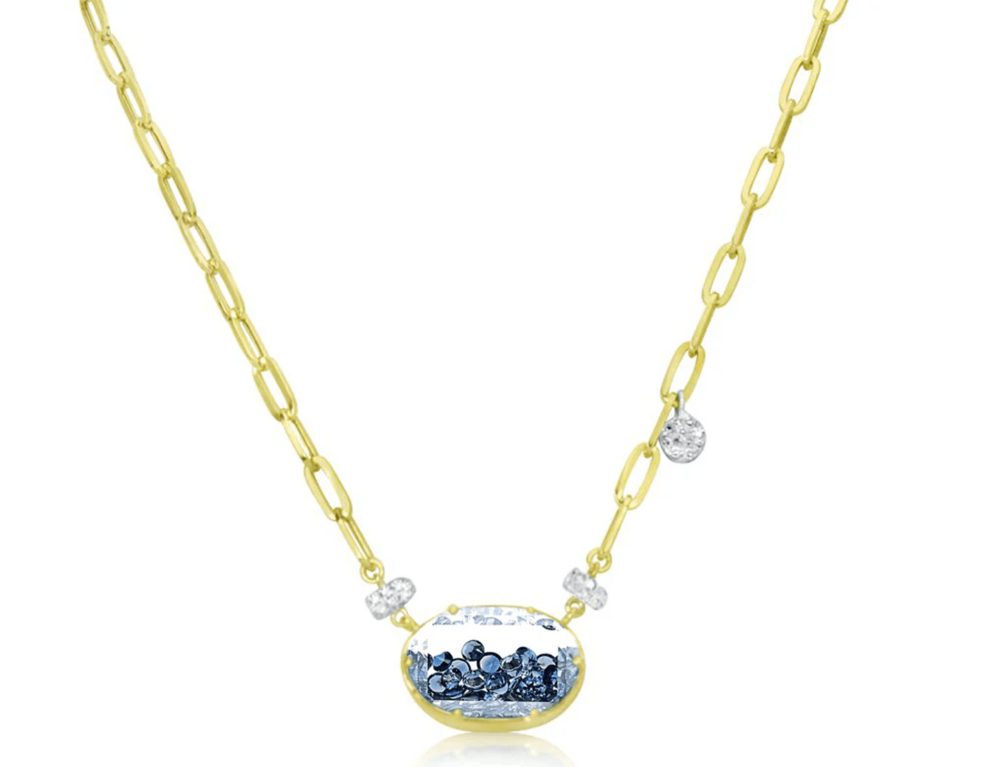 14K Yellow Gold Paperclip Sapphire Shaker Necklace - Susan Blake Jewelry
