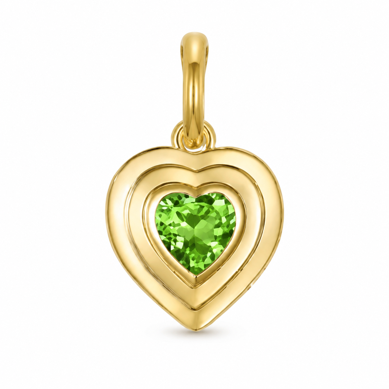 14K Yellow Gold Peridot Heart Enhancer Charm