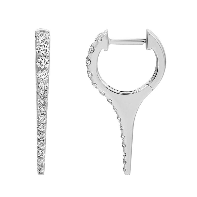 14k Yellow Gold Diamond Spike Huggie Earrings / Medium