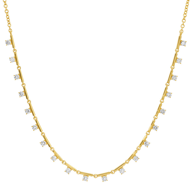 Diamond Bar Station Necklace in 14K Gold