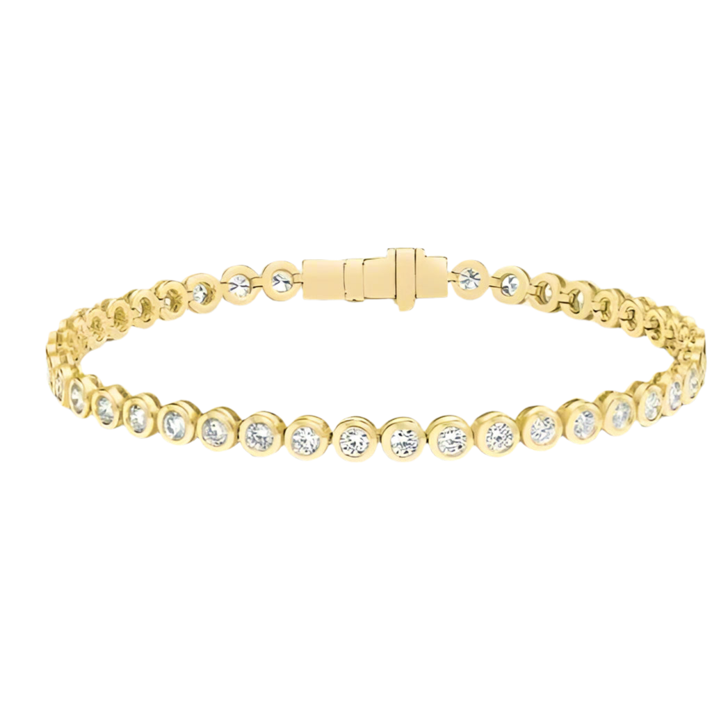 14K Yellow Gold 3.75 Ct. Lab Grown Diamond Bezel Tennis Bracelet 7” Susan Blake Jewelry