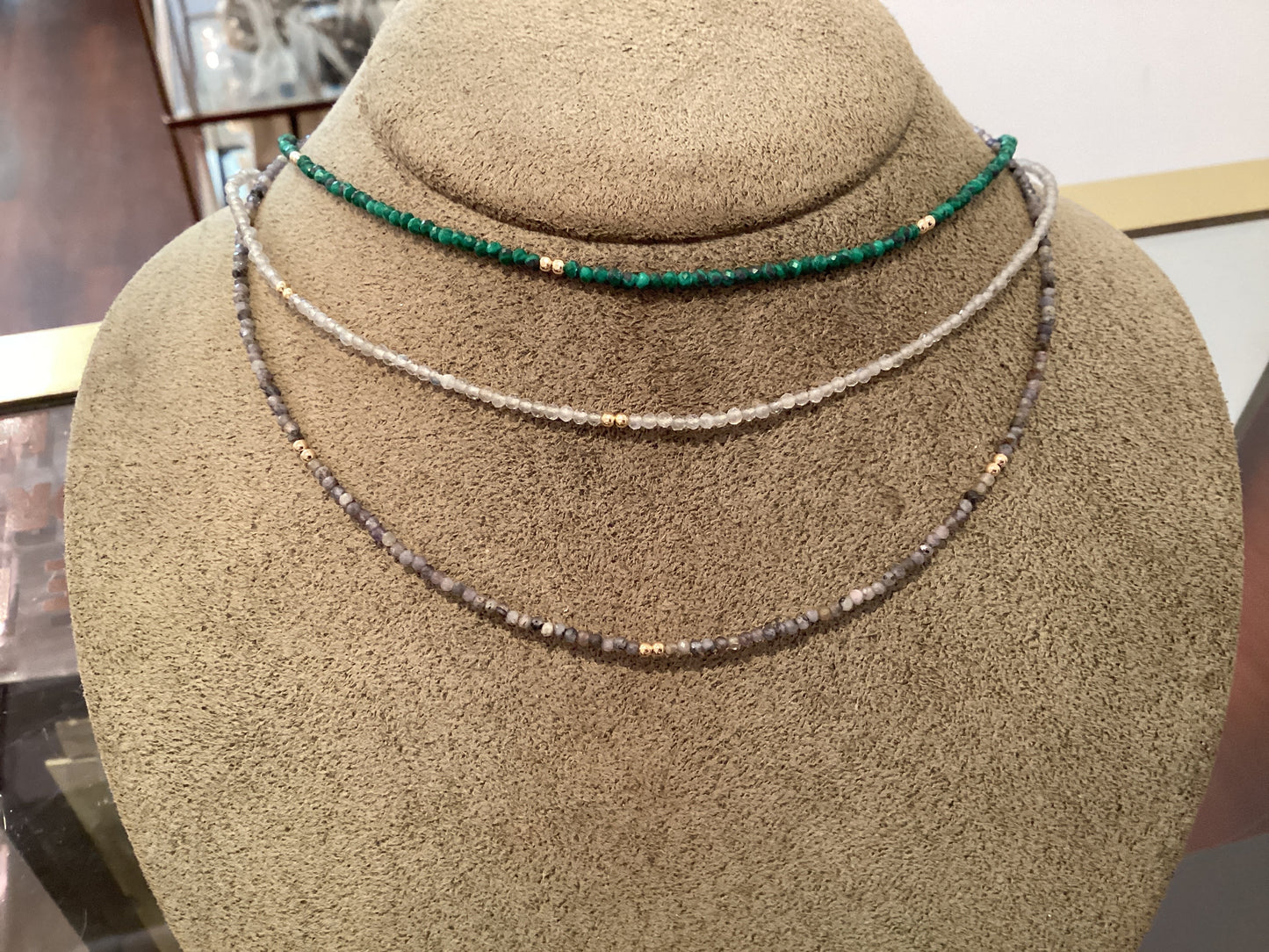 Beaded Color Necklace With Gold Beaded Accents