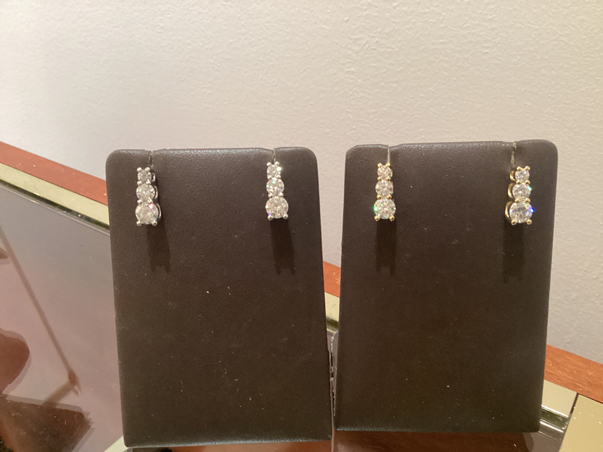 Three-Stone Moissanite Drop Earrings