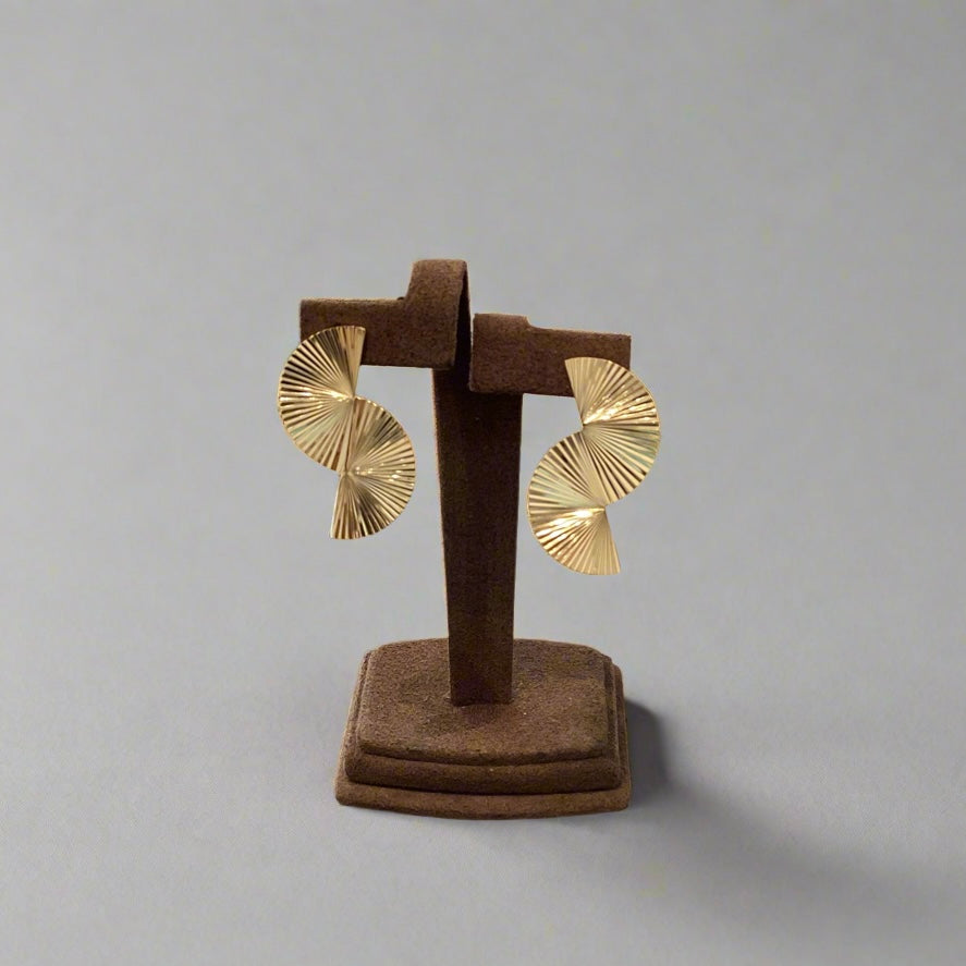 Fluted Yellow Split Circle Post Earrings