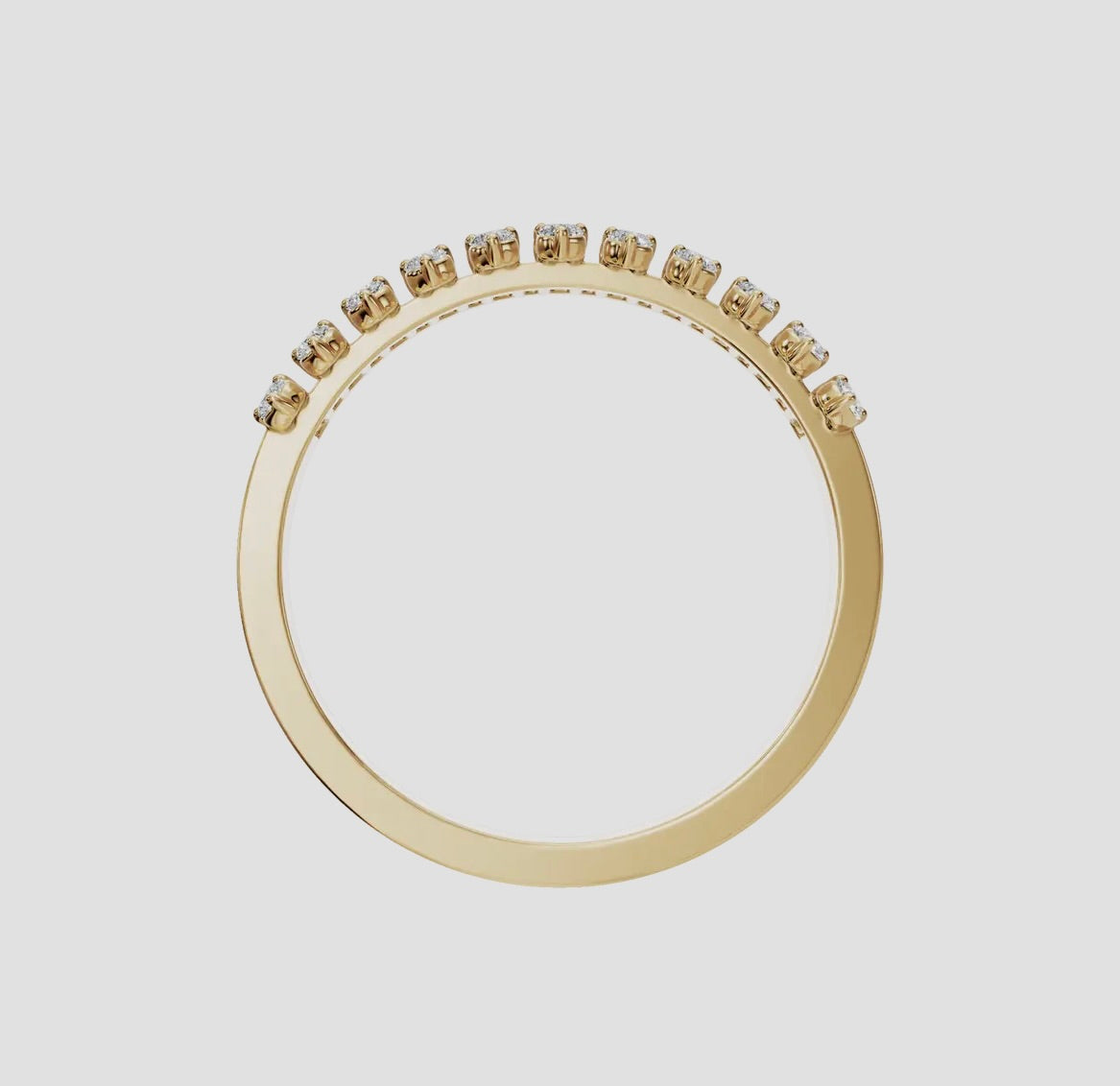 14k Gold Round & Baguette Lab Diamond Half Eternity Ring (0.55ct)