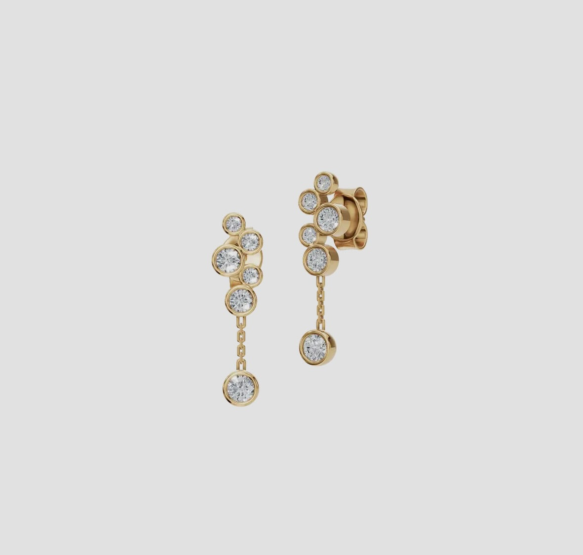 14K Gold Bezel-Set Diamond Cascade Drop Earrings (.24ctw Lab  display picture 1