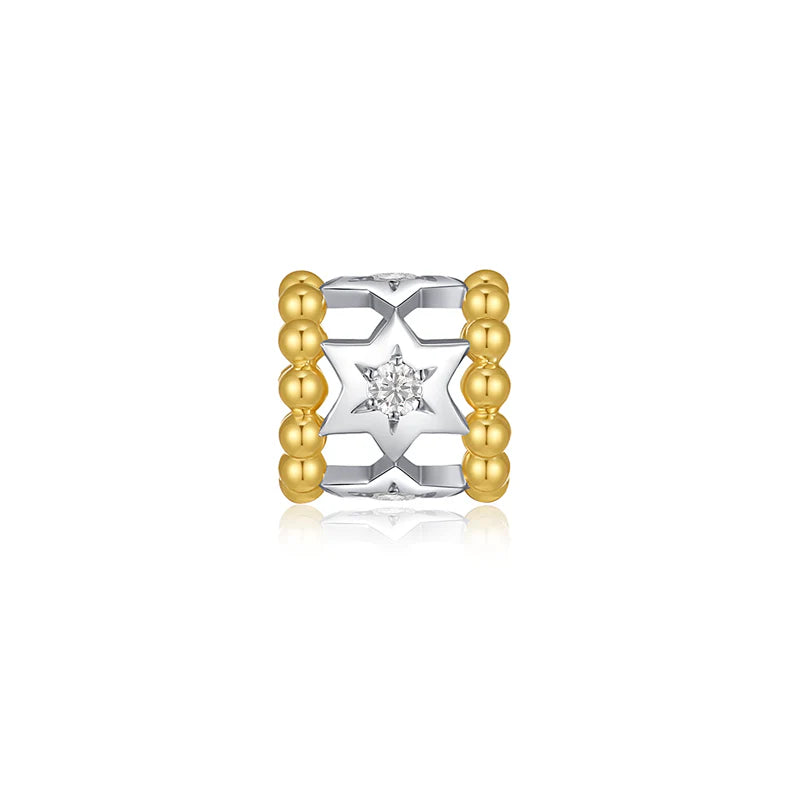 14k Gold Star of David Two-Tone Rondelle