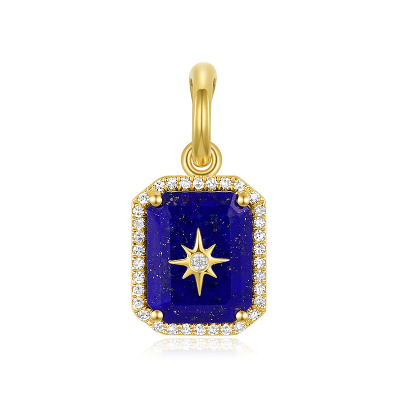 14k Gold Gemstone + Diamond North Star Enhancer Charm