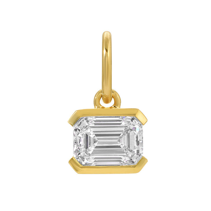 14K yellow gold lab diamond emerald-cut enhancer charm