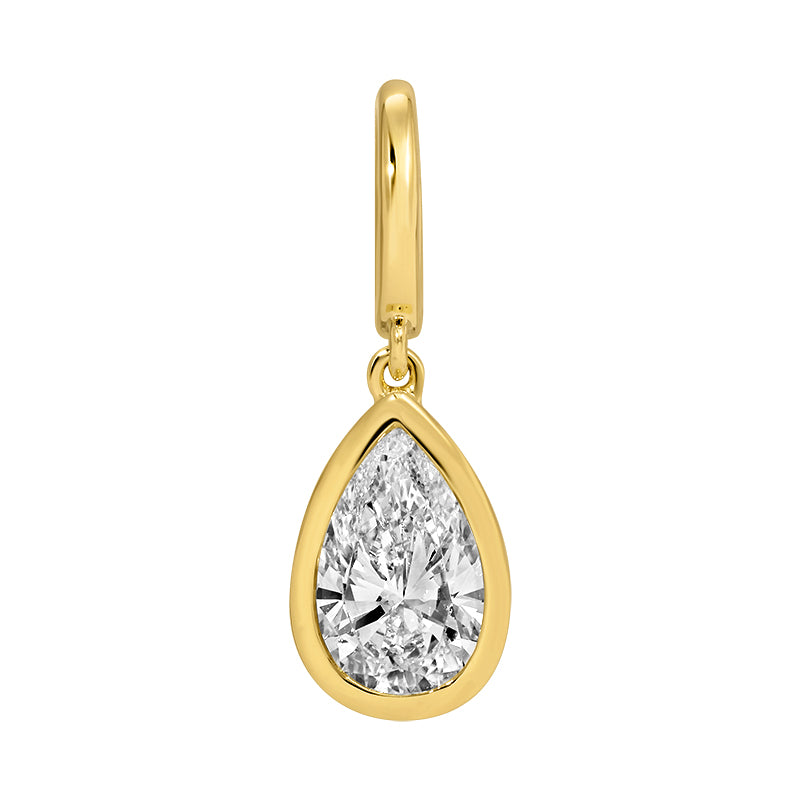 14K yellow gold lab diamond pear enhancer charm