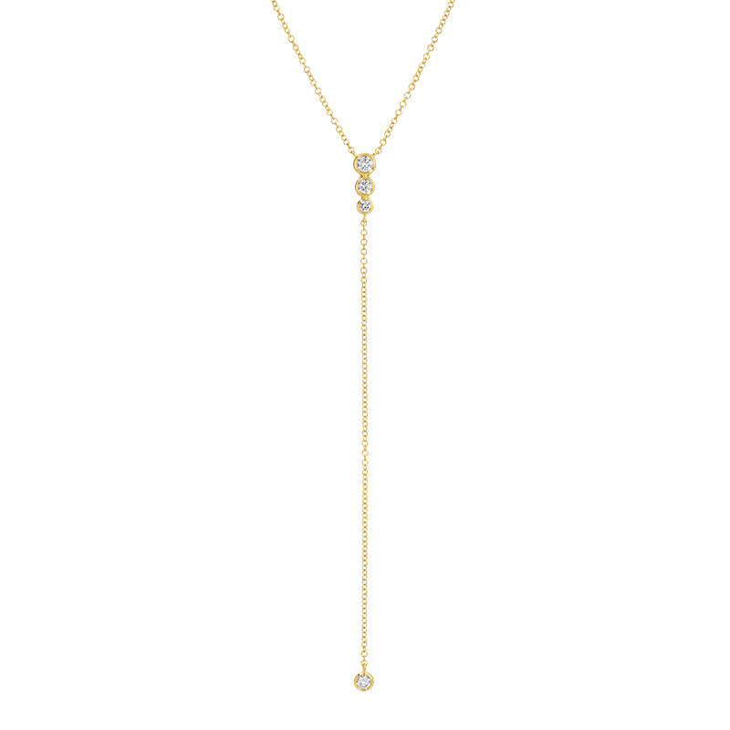 14K Yellow Gold Lab Diamond Bezel Lariat Necklace