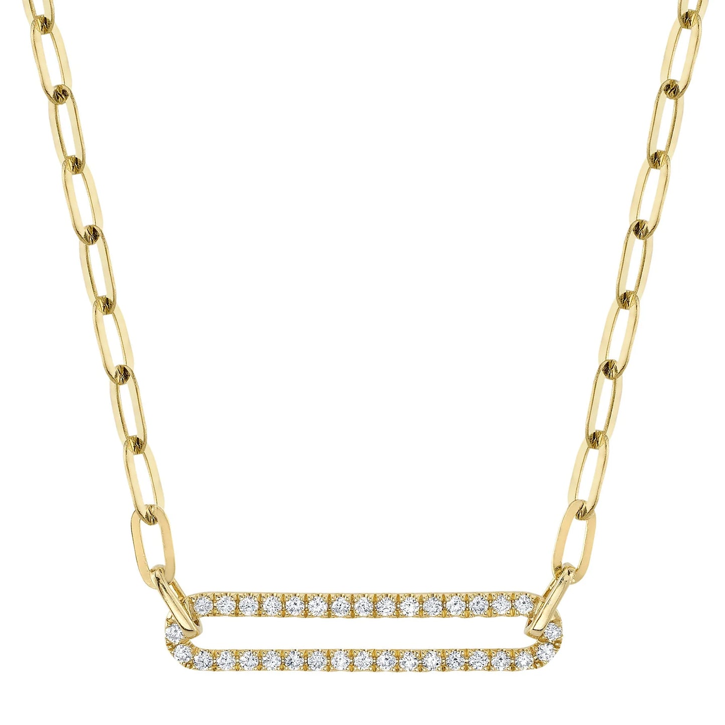 0.26CT Diamond Paperclip Link Necklace in 14K Yellow Gold