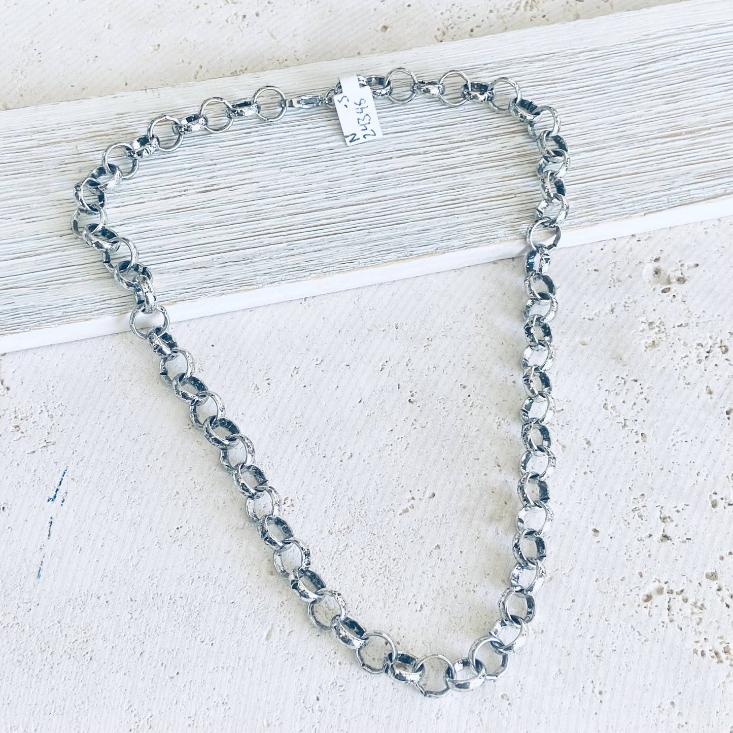 Chunky matte gold rolo layering necklace