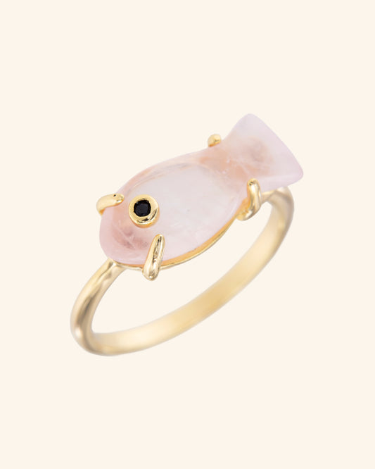 Coolook Marea Rose Quartz Ring in champagne gold-plated sterling silver
