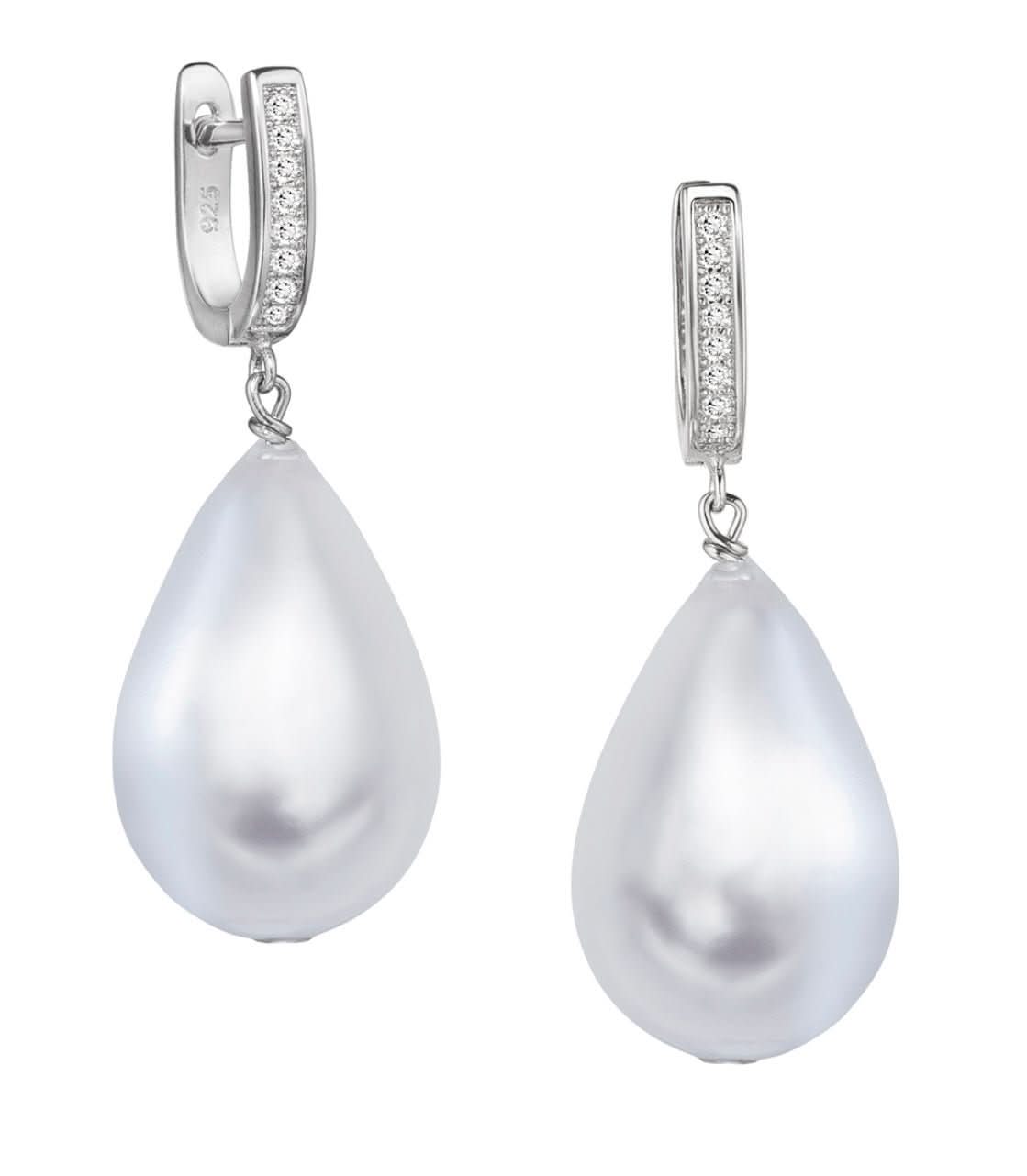 CZ HUGGIES WITH PEAR DROP EARRINGS - Susan Blake Jewelry