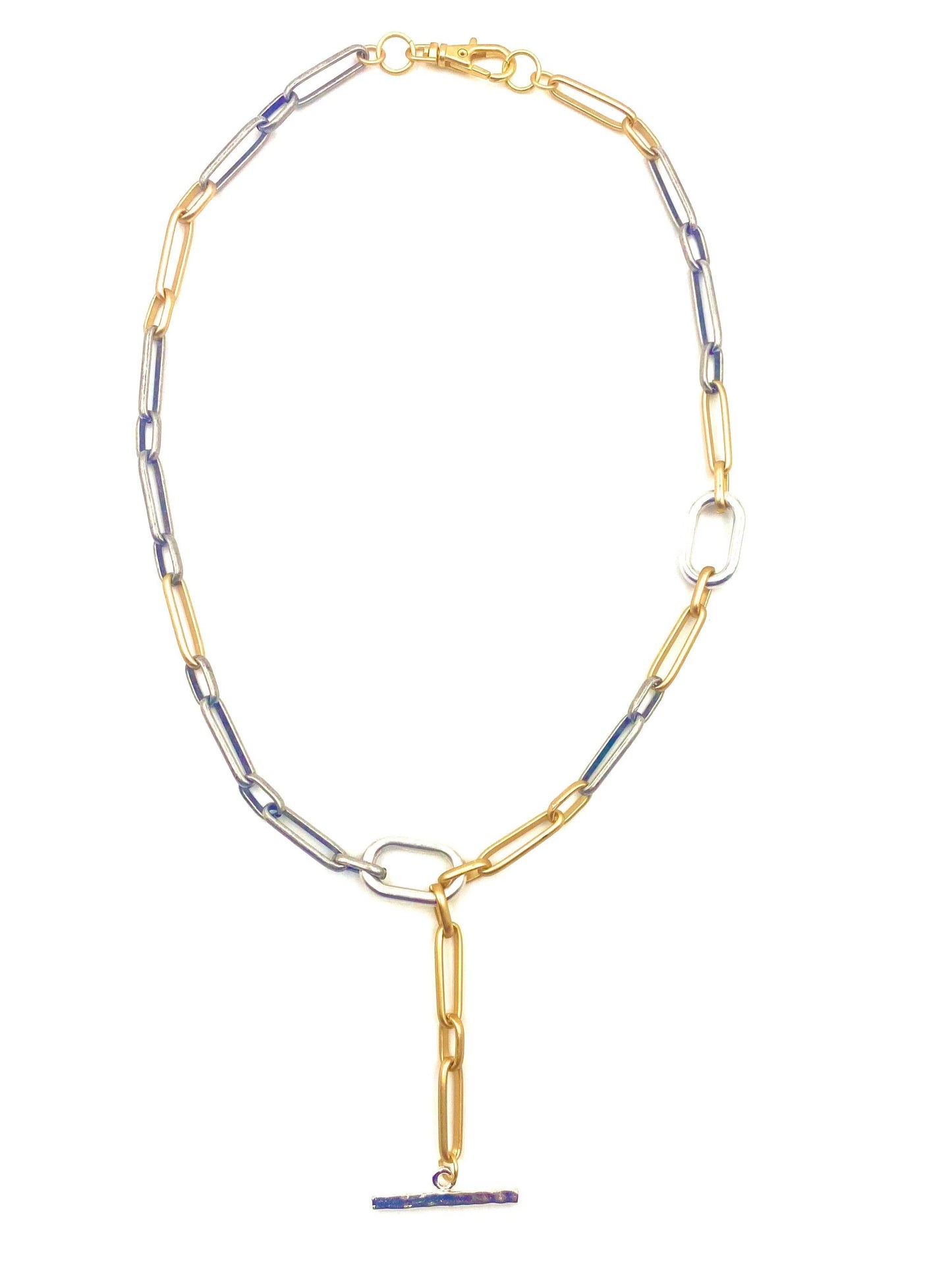 Industrial Links Two-Tone Lariat Necklace