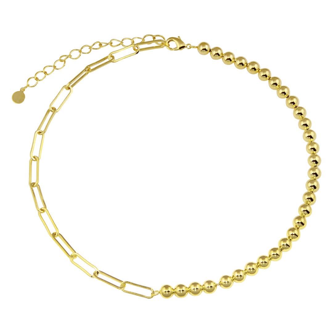 Half Paperclip Half Ball Necklace - Susan Blake Jewelry