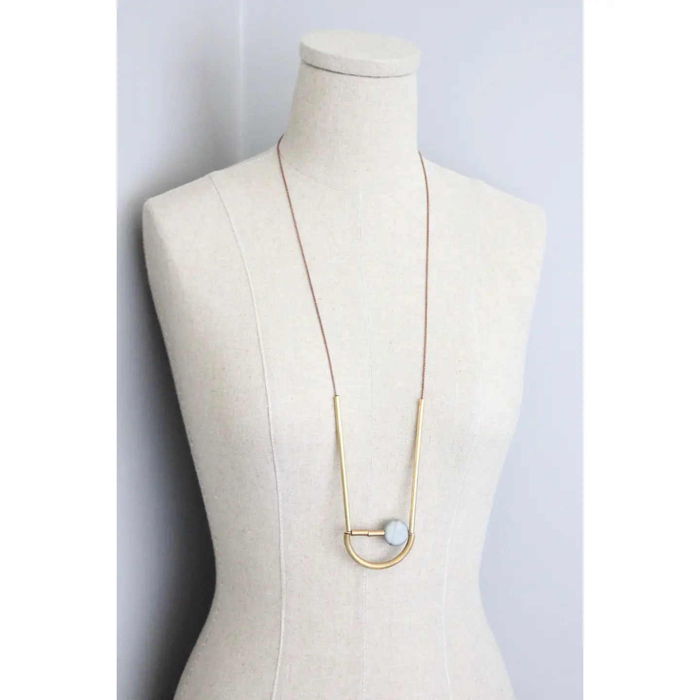 Geometric Brass and Jasper Necklace