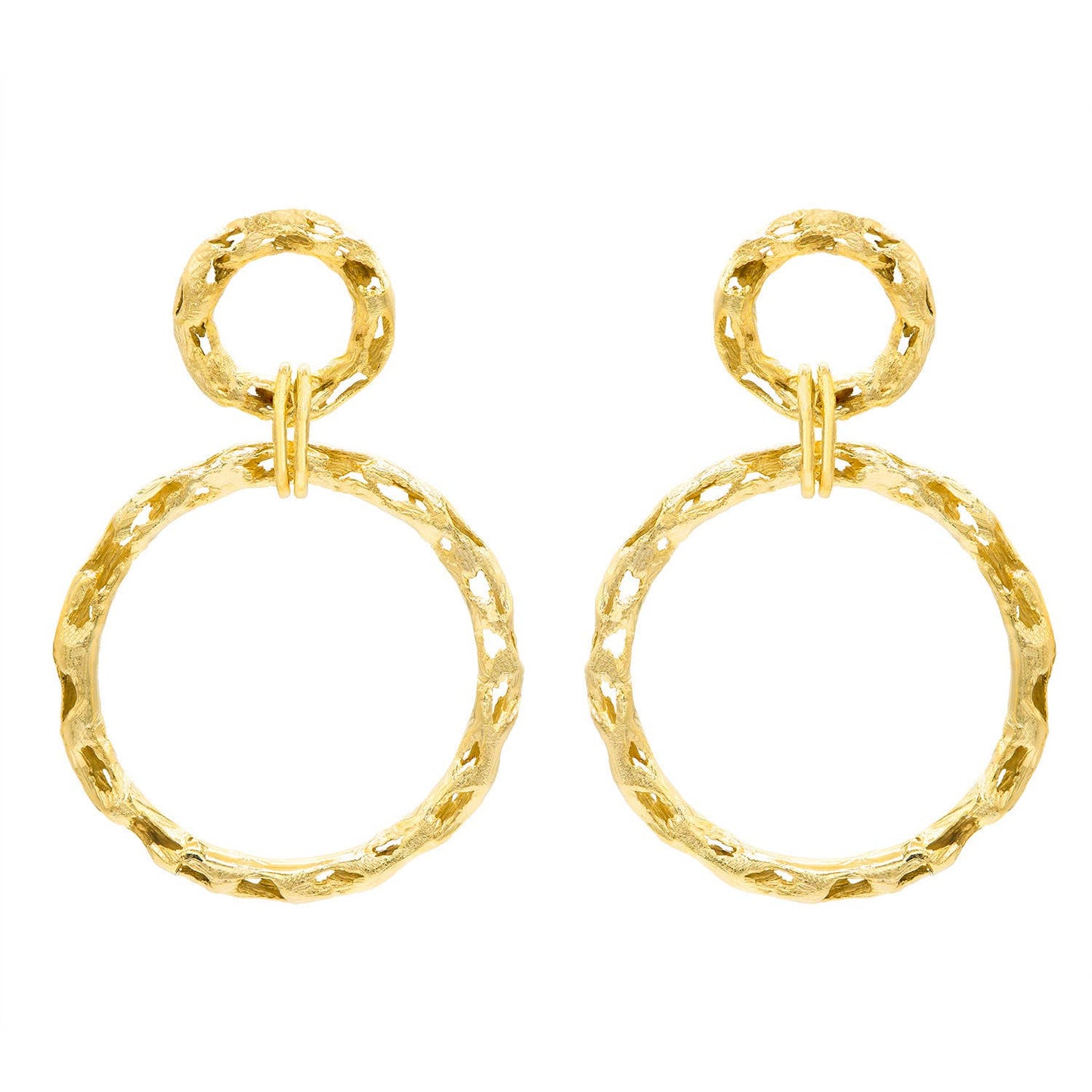 Jax Earrings - Gold Plated Double Hoop Cutout Earrings - Susan Blake Jewelry
