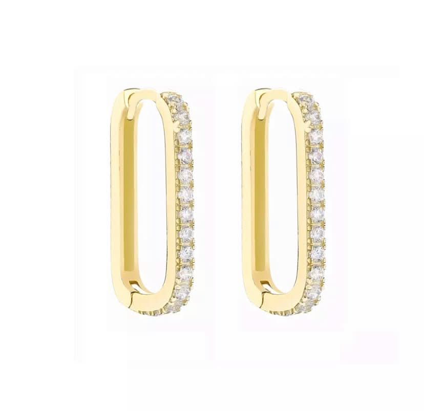 Rectangle Diamond Hoops - Susan Blake Jewelry