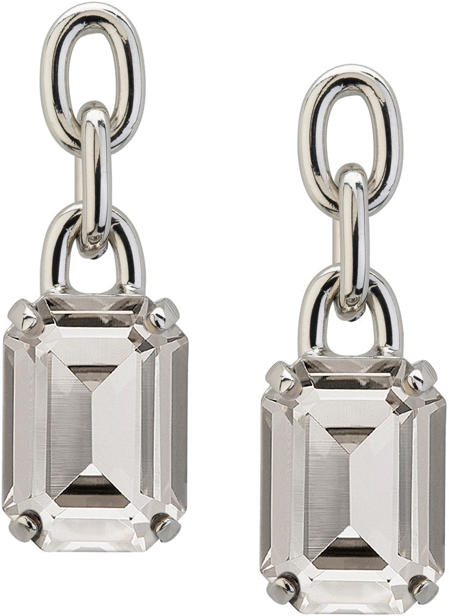 Three Link Earring With Large Cz Emerald Cut Stone Earrings