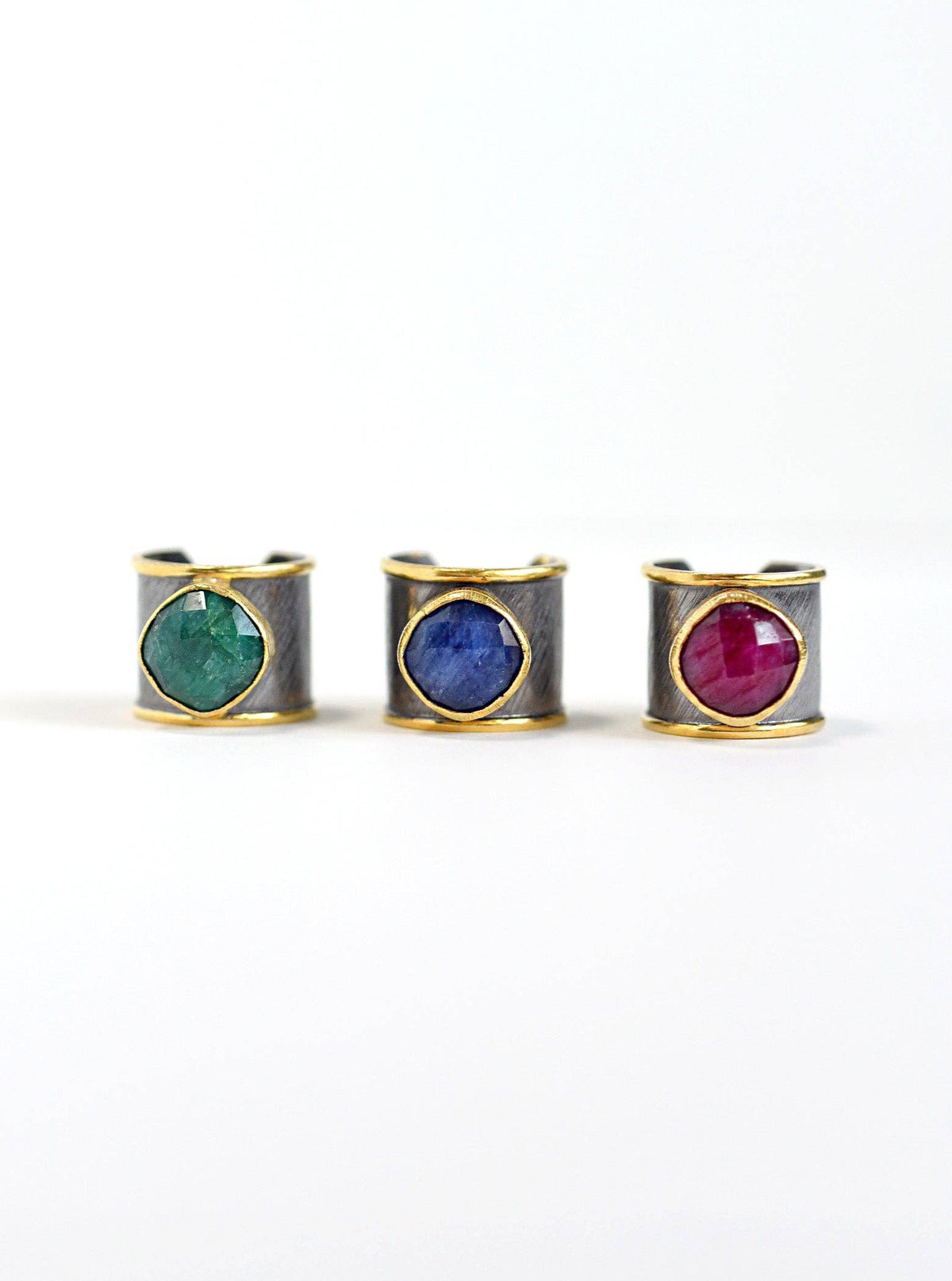 Two-Tone Oxidized Natural Stone Cuff Ring, alternate view 5