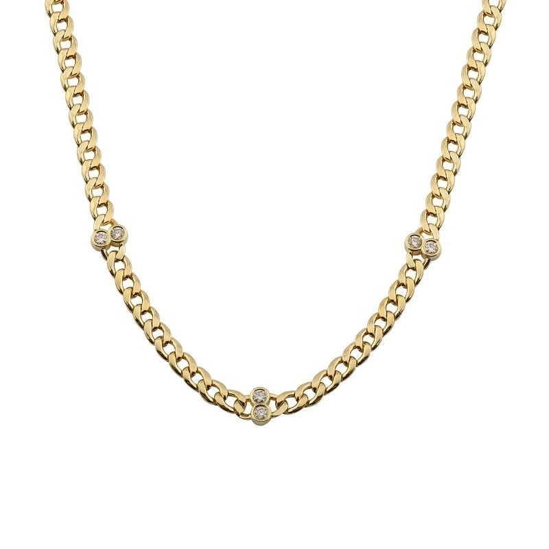 Yellow Gold Bezel Diamond Cuban Link Chain Necklace - Susan Blake Jewelry