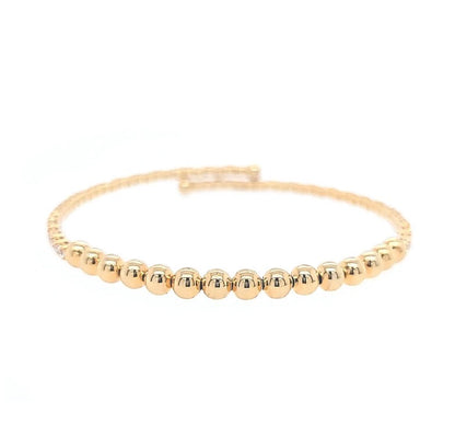 Cz Flex Tennis and Beads Cuff Bracelet