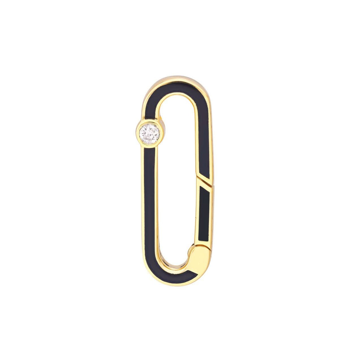 1 and 20tcw Dia Black Enamel Oblong Push Lock
