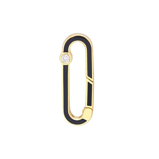 1 and 20tcw Dia Black Enamel Oblong Push Lock