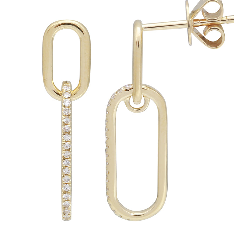 14k Yellow Gold Link Diamond Stud Earrings