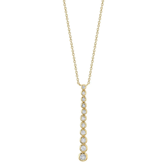 11 Diamond Bezel Drop Necklace in 14k Gold