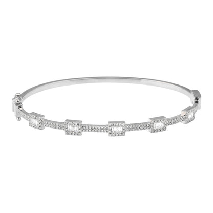 14k White Gold Diamond Distance Bangle