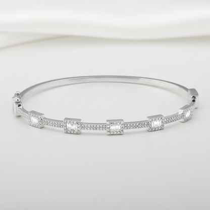 14k White Gold Diamond Distance Bangle